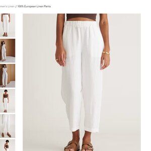 Quince White Linen Ankle Pants